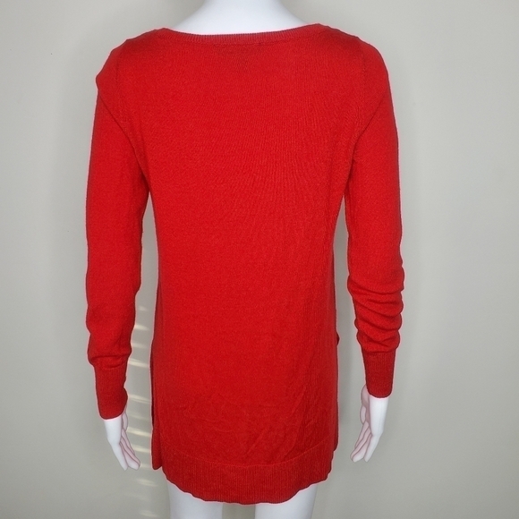 Ann Taylor Side Slit Crew Neck Wool Sweater Red Small - Picture 2 of 11